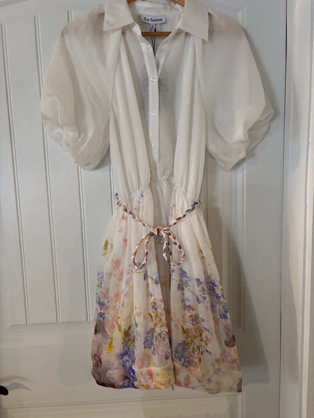 En Saison Cream Floral Button-Front Dress